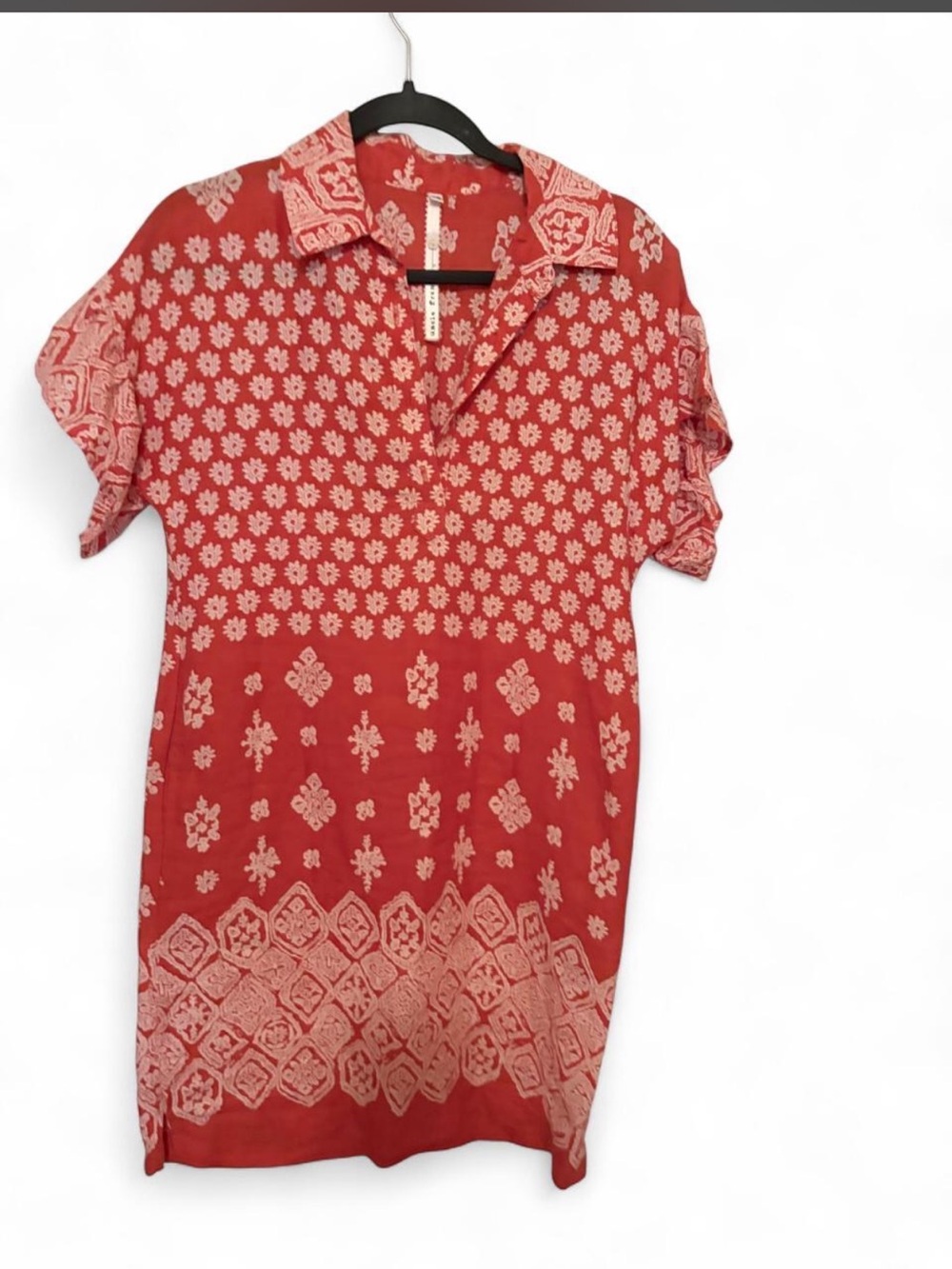 Uncle Frank Orange & Floral-Print Ruffle Short Sleeve Dress/Tunic